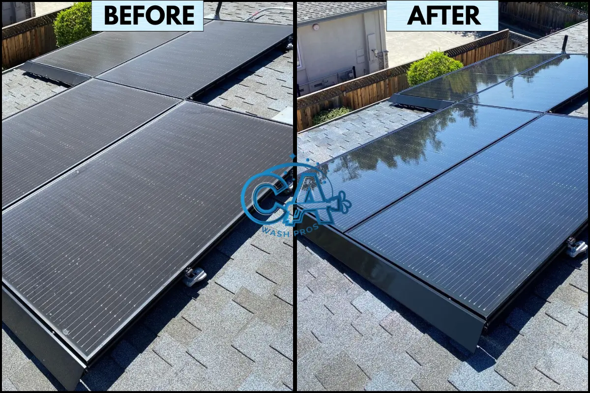 Quick results and effective debris removal of solar panel cleaning service by CA Wash Pros in San Jose, CA.