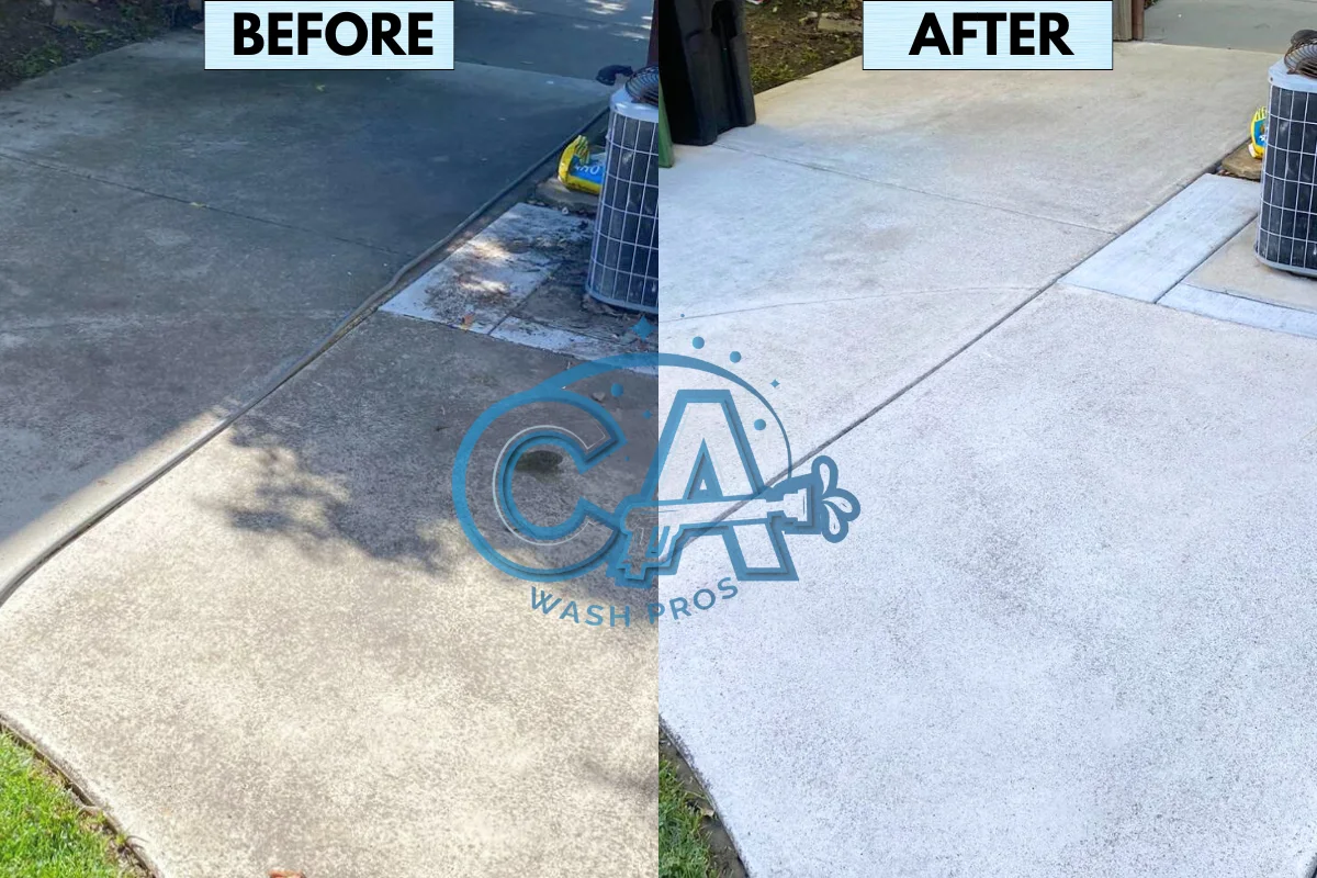 Driveway pressure washing in San Jose, CA by CA Wash Pros.